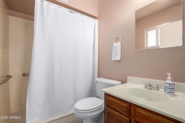 7849 E Golf Ave, Mesa, AZ 85209 - bathroom with vanity, toilet, and a shower with curtain