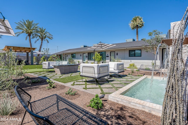 exterior space with a patio and outdoor lounge area