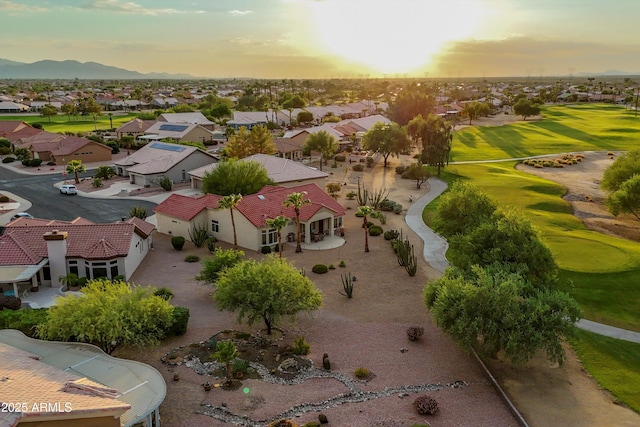 view of aerial view at dusk