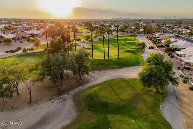 view of aerial view at dusk