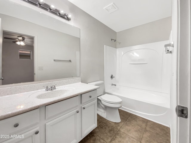 4229 E Betsy Ln, Gilbert, AZ 85296 - bathroom featuring vanity, tile patterned flooring,  shower combination, and a ceiling fan