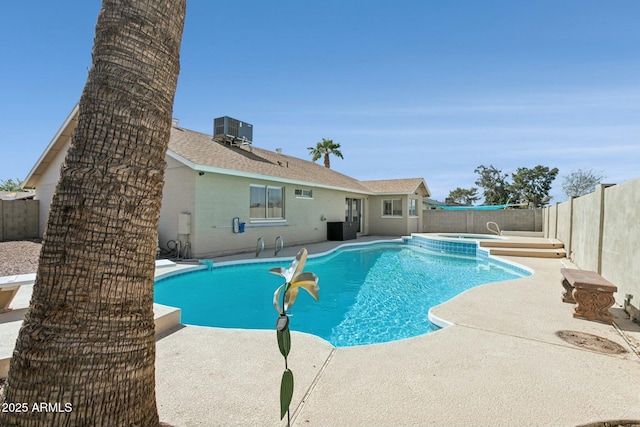 4634 W Aire Libre Ave, Glendale, AZ 85306 - view of swimming pool with a patio, central AC unit, a fenced in pool, and a fenced backyard