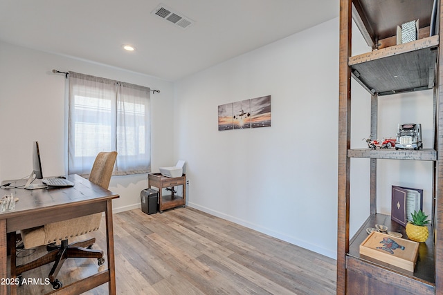 office featuring light hardwood / wood-style floors