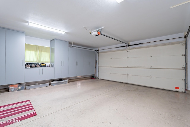 garage with a garage door opener