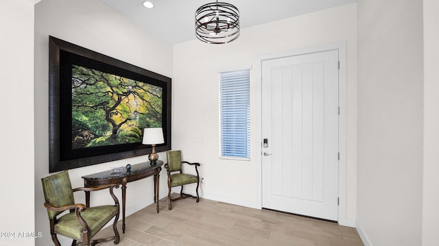 entryway with light hardwood / wood-style flooring