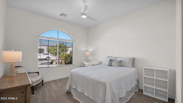 bedroom with carpet and ceiling fan