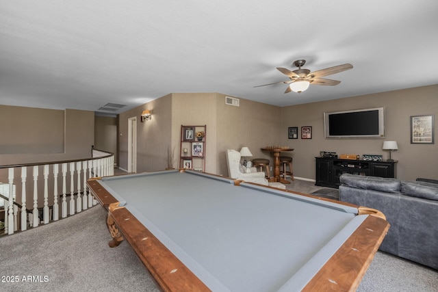 9708 E Pampa Ave, Mesa, AZ 85212 - recreation room featuring billiards table, carpet, and ceiling fan
