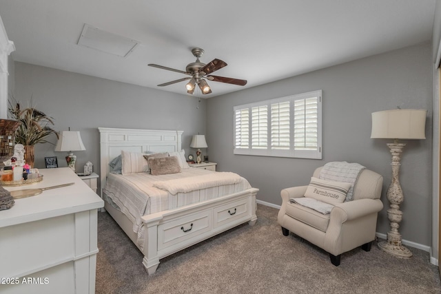 9708 E Pampa Ave, Mesa, AZ 85212 - carpeted bedroom with baseboards, a ceiling fan, and attic access