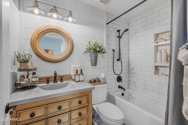 9708 E Pampa Ave, Mesa, AZ 85212 - bathroom featuring shower / tub combo, toilet, and vanity