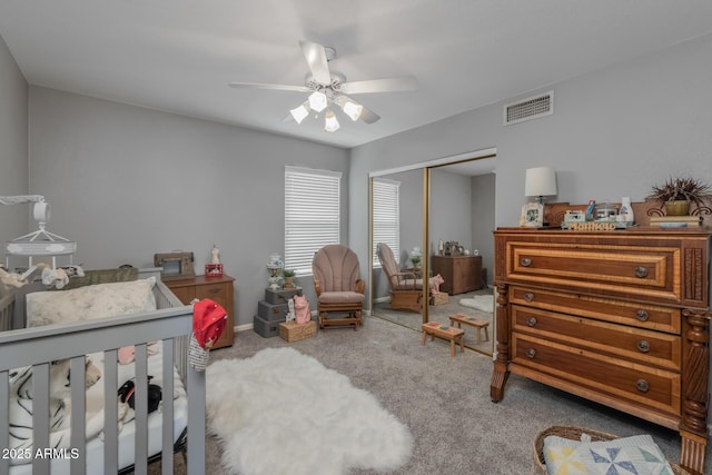 9708 E Pampa Ave, Mesa, AZ 85212 - bedroom featuring a closet, carpet, and a ceiling fan