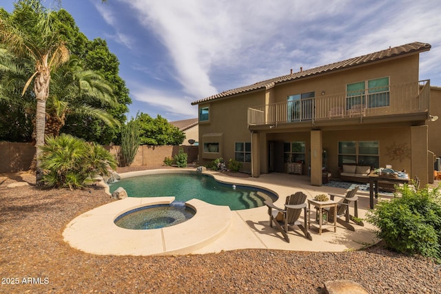 9708 E Pampa Ave, Mesa, AZ 85212 - view of pool with a fenced backyard, a patio, and a pool with connected hot tub
