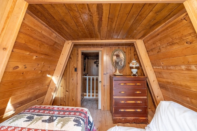 1053 Pond Cir, Forest Lakes, AZ 85931 - bedroom with wood walls, wooden ceiling, and wood finished floors