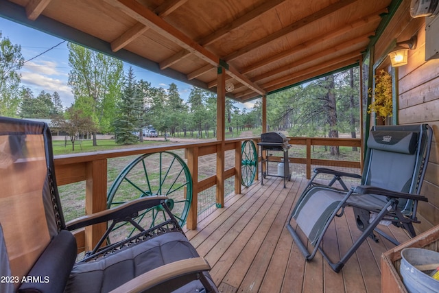 1053 Pond Cir, Forest Lakes, AZ 85931 - wooden terrace with a grill