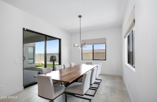 dining room with an inviting chandelier