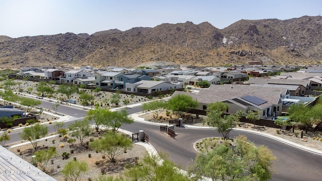 aerial view with a residential view and a mountain view