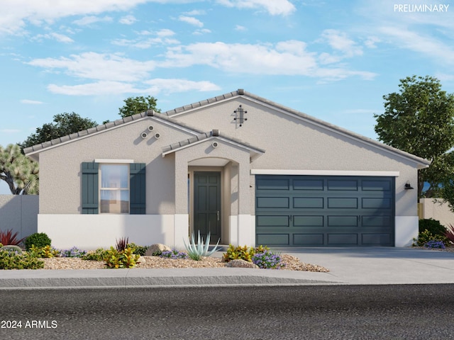 single story home featuring a garage