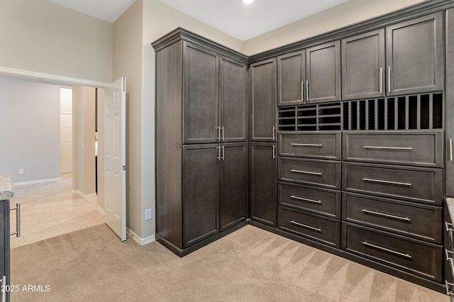 spacious closet with light colored carpet