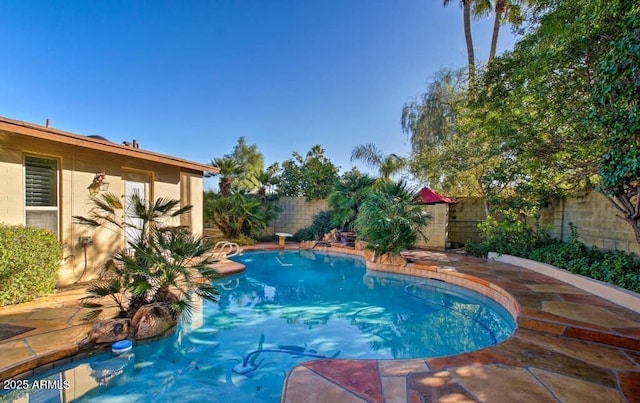 view of pool featuring a fenced in pool and a fenced backyard