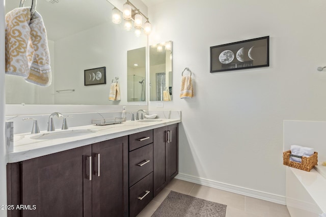 bathroom featuring vanity and tile patterned floors