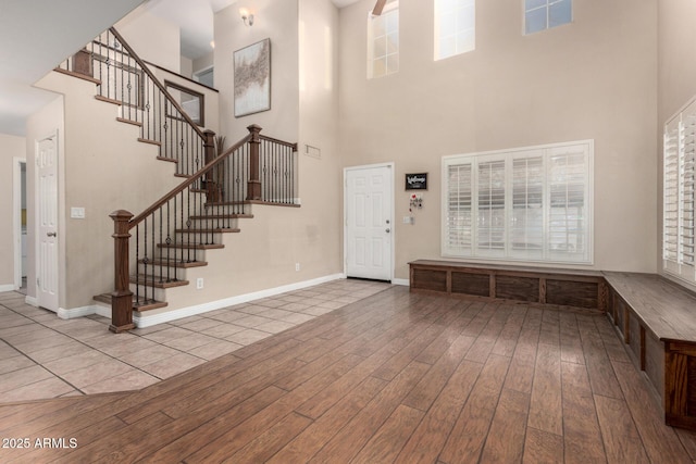 foyer with hardwood / wood-style flooring