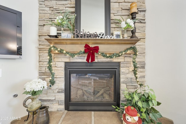 room details with a fireplace