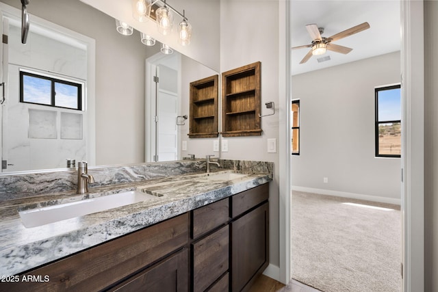 5630 E Norma Dr, Prescott Valley, AZ 86315 - full bathroom with double vanity and ceiling fan