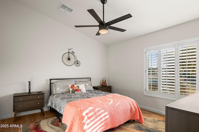 4029 N 160th Dr, Goodyear, AZ 85395 - bedroom with wood finished floors, lofted ceiling, and ceiling fan