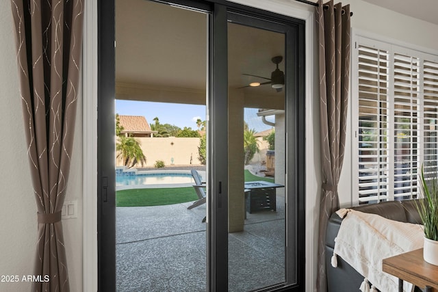 4029 N 160th Dr, Goodyear, AZ 85395 - doorway featuring ceiling fan and crown molding