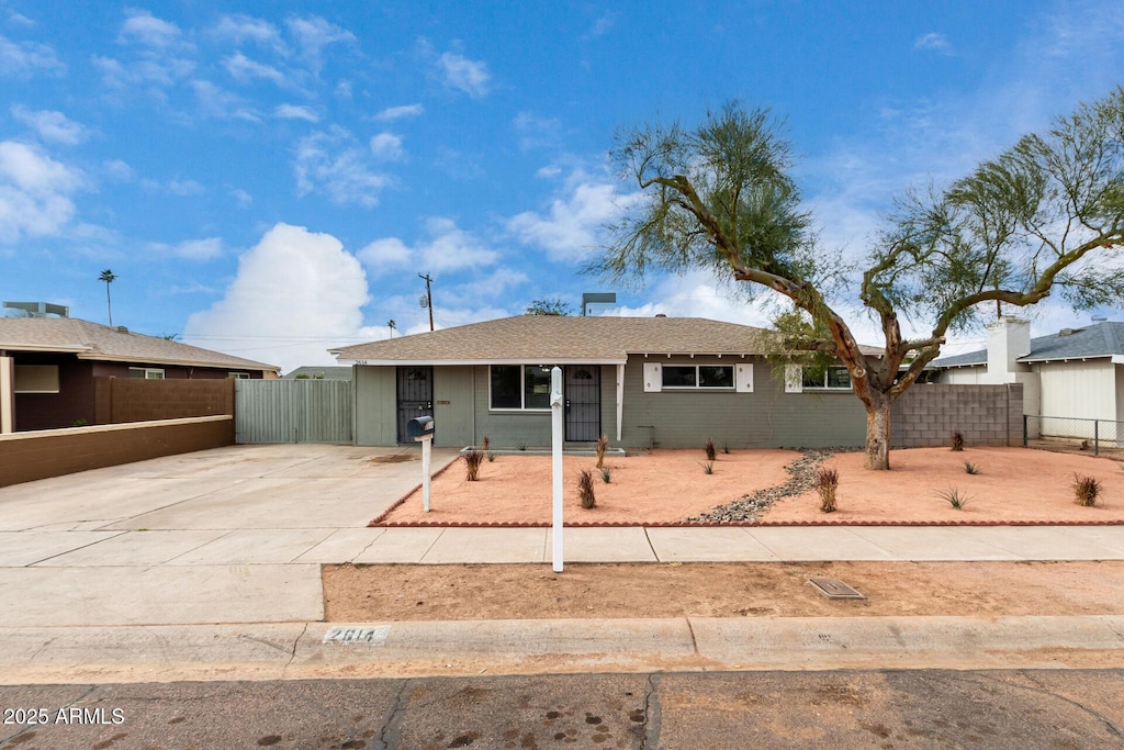 view of single story home