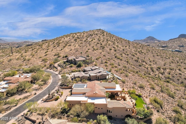 aerial view with a mountain view