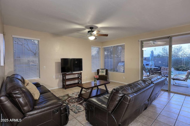 21840 N 43rd St, Phoenix, AZ 85050 - living area featuring a ceiling fan, light tile patterned floors, and baseboards