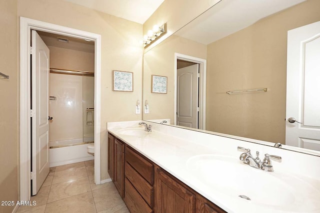 21840 N 43rd St, Phoenix, AZ 85050 - full bathroom with double vanity, shower / bath combination with glass door, tile patterned flooring, and a sink