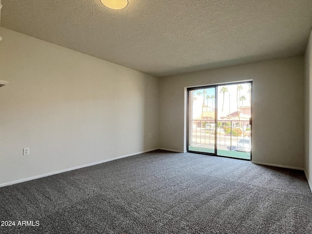 empty room with carpet flooring and a textured ceiling