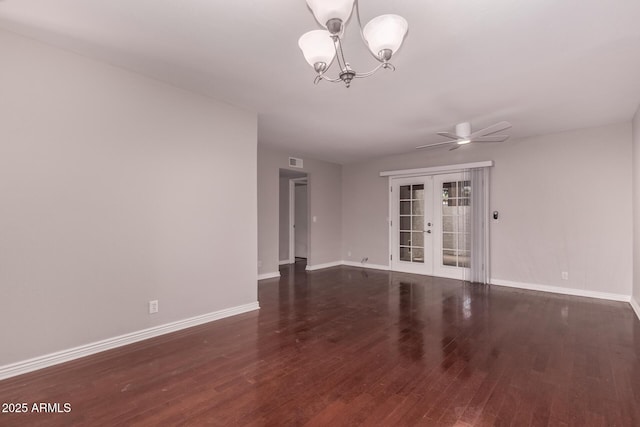 1173 E Cochise Dr, Phoenix, AZ 85020 - spare room with french doors, a chandelier, wood finished floors, and baseboards