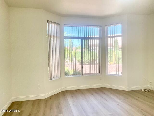 spare room with light wood-type flooring