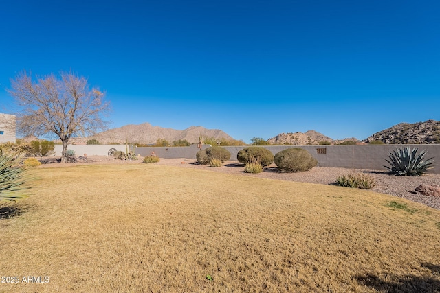 view of yard featuring a mountain view