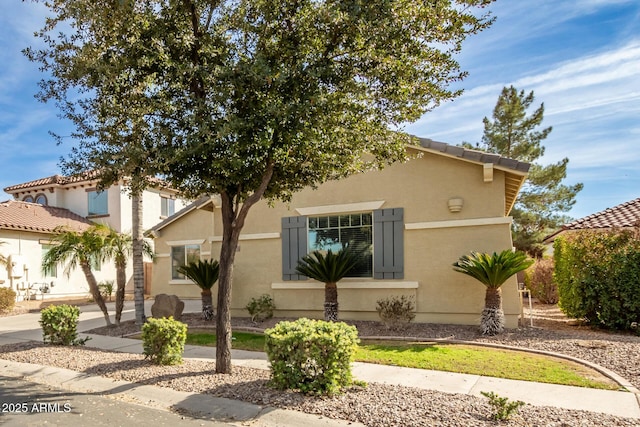 view of front of home with stucco siding