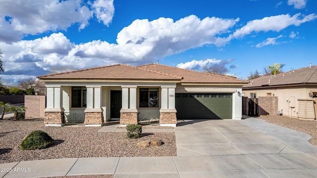 view of front of house with a garage