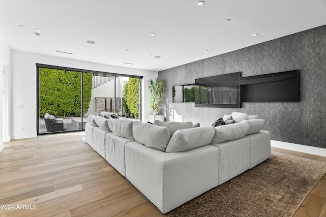 living room featuring light hardwood / wood-style flooring