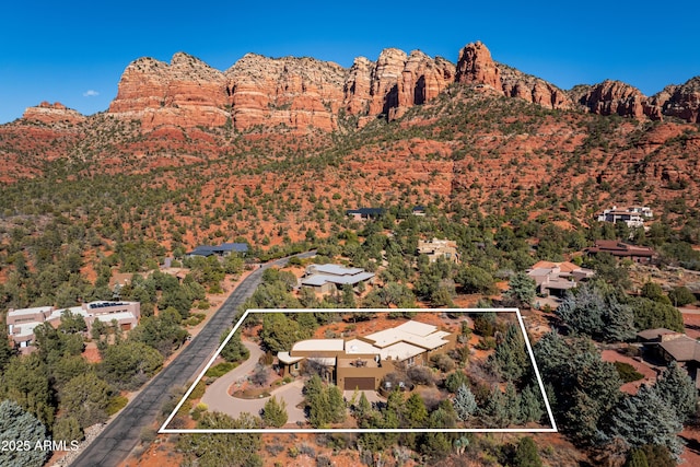 drone / aerial view with a mountain view