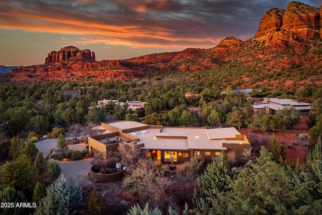 aerial view featuring a mountain view