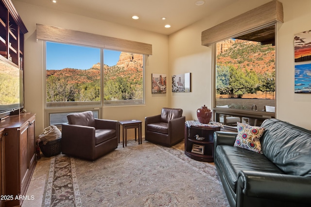 sitting room with recessed lighting