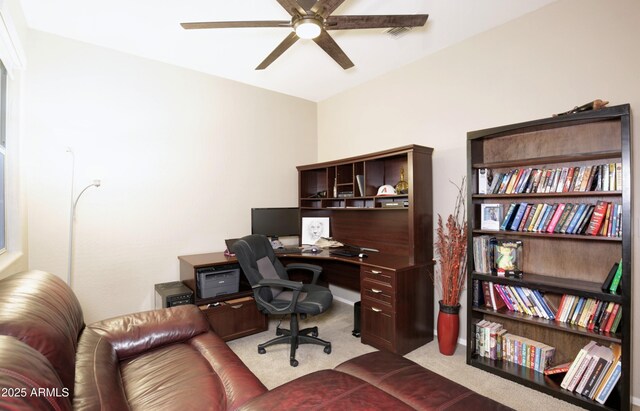 9295 W Wood Dr, Peoria, AZ 85381 - home office with a ceiling fan and carpet floors