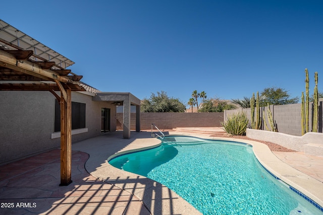 view of pool with a patio area, a fenced backyard, and a fenced in pool