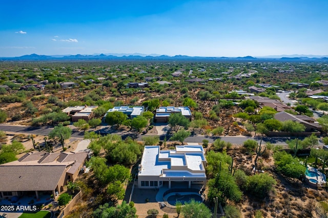 aerial view with a mountain view and a residential view