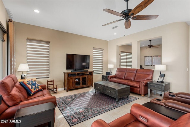 view of tiled living room