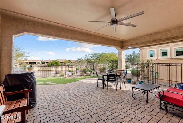 view of patio / terrace with ceiling fan