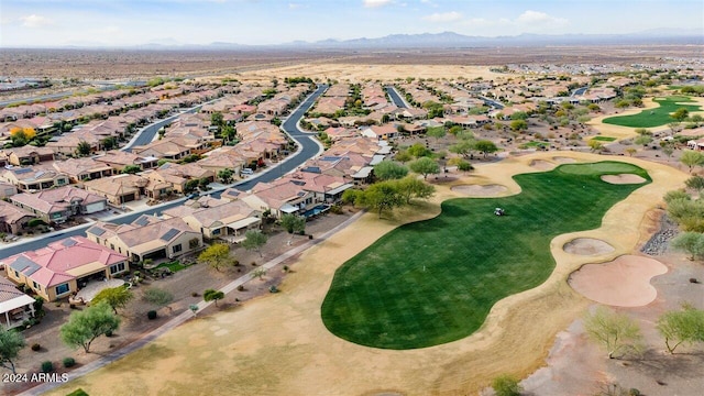 drone / aerial view featuring a mountain view