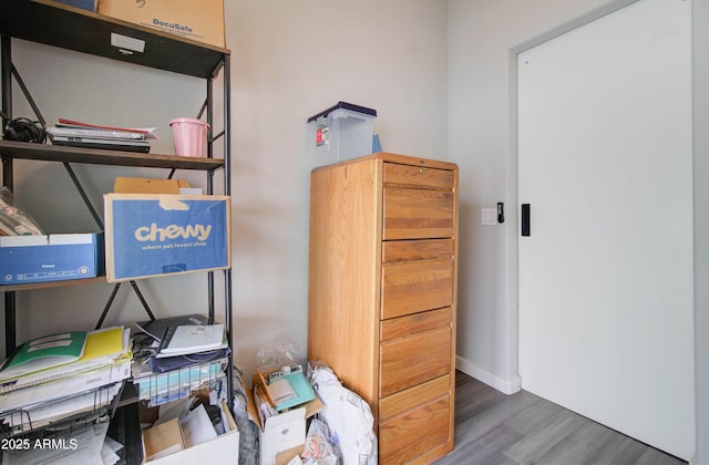 office space with wood finished floors