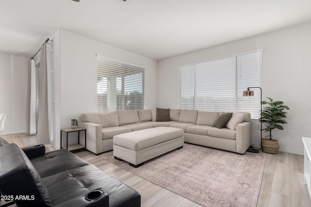 living room with light wood-type flooring